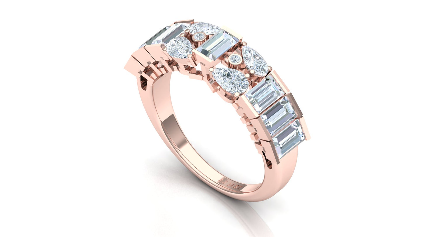 Two-Tone Wide Band Invisible-Set Diamond Ring