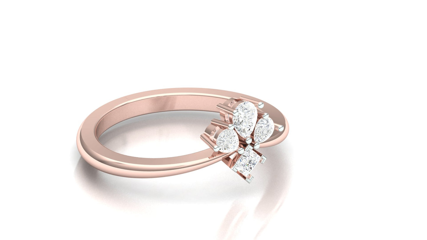 Marquise Cluster CVD Diamond Double-Band Ring