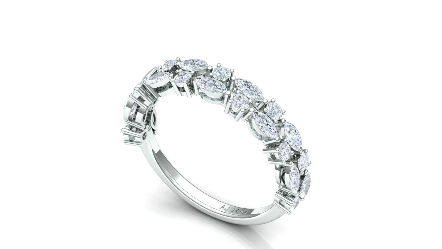 Two-Tone Cluster Diamond Band Ring