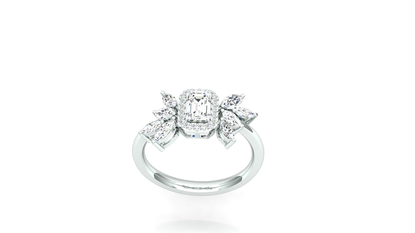 CVD Diamond Elegant Marquise Side Halo Ring