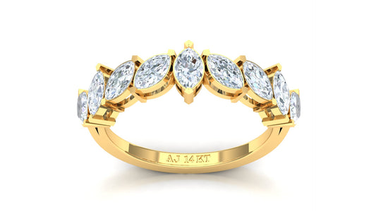 Yellow Gold Marquise and Pear Cluster Diamond Ring