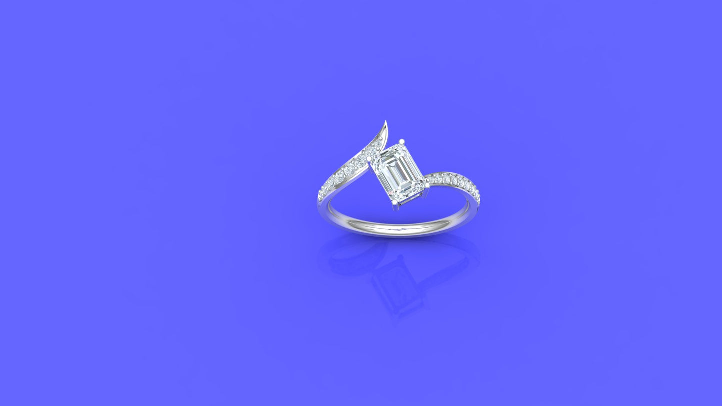 Elegant Baguette Solitaire Diamond Ring with Side Accents
