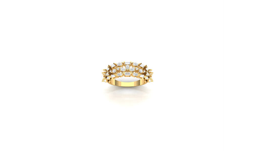 CVD Diamond Wide Tiered Starburst Cluster Ring
