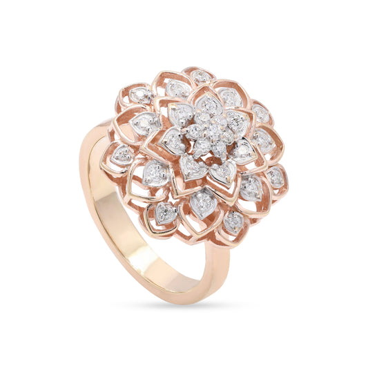 Gold Floral Delight Diamond Ring 14K