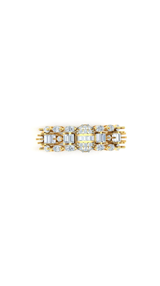 CVD Diamond Stacked Multi-Row Band Ring