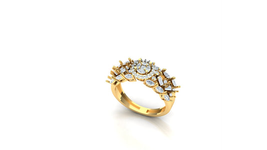 CVD Diamond Wide Floral Cluster Ring