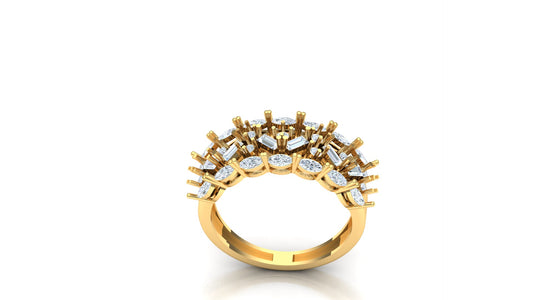 CVD Diamond Tiered Marquise Baguette Band Ring