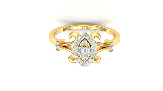 Two-Tone Star/Flower Pave Diamond Bypass Ring