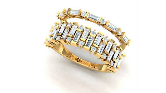CVD Diamond Channel-Set Multi-Row Band Ring