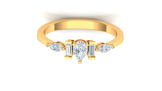 Two-Tone Five-Stone Baguette & Round Diamond Ring