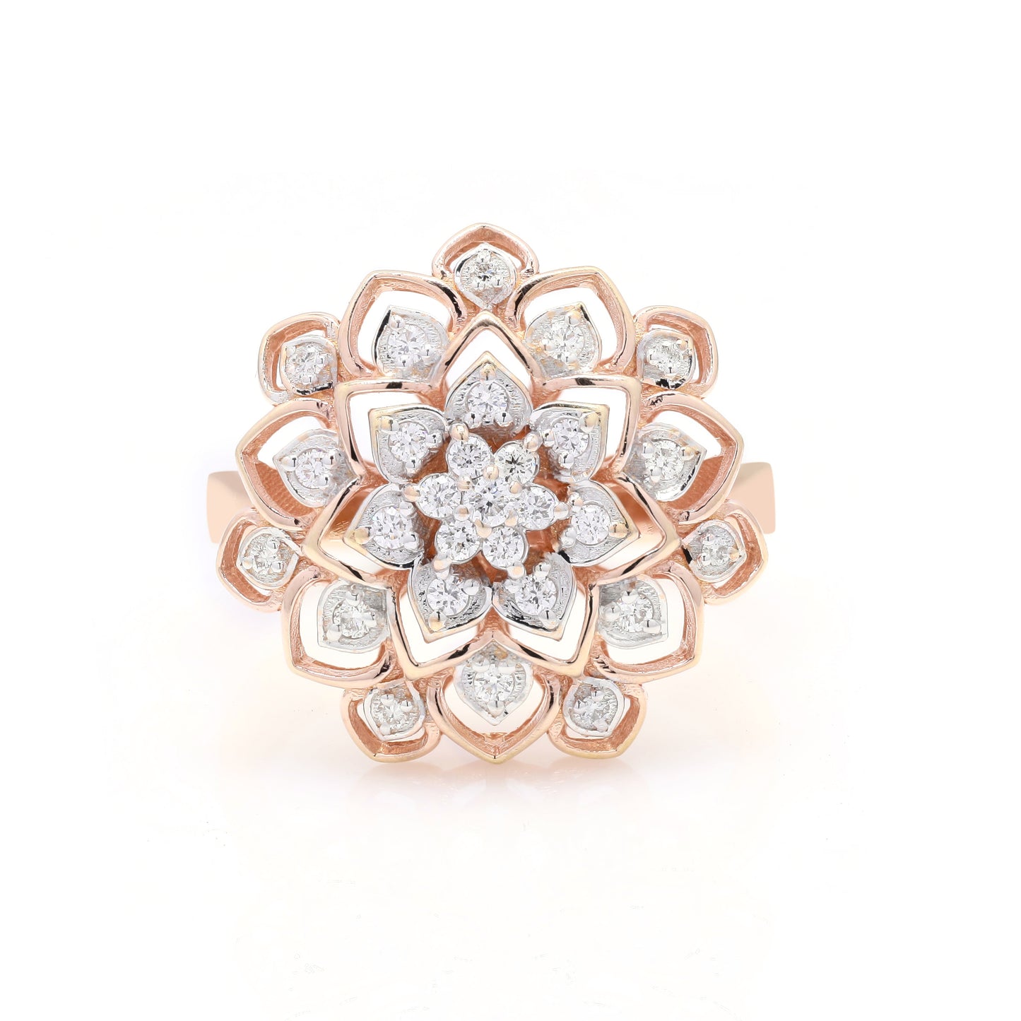 Gold Floral Delight Diamond Ring 14K