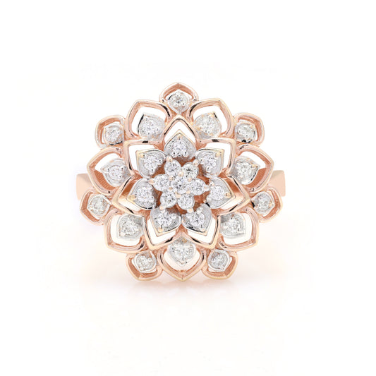 Gold Floral Delight Diamond Ring 14K