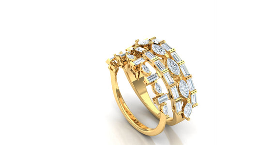 CVD Diamond Bar-Set Wide Crossover Ring