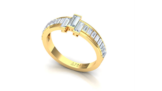 Two-Tone Horizontal Baguette Diamond Cage Ring