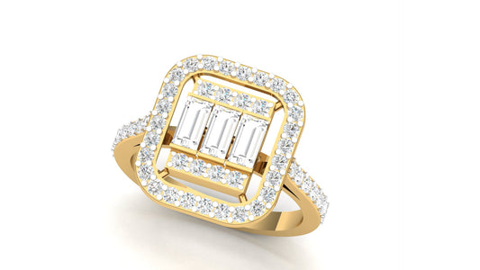 CVD Diamond Double Halo Square Cluster Ring for Women