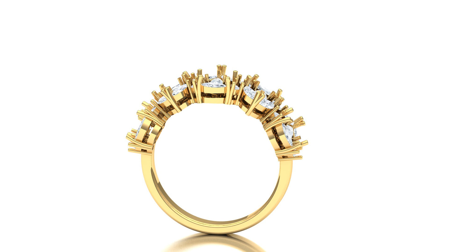 CVD Diamond Five-Cluster Marquise Design Ring