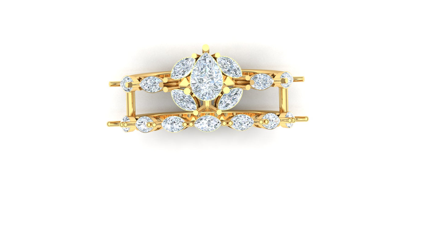 Two-Tone Multi-Cluster Diamond Solitaire Ring