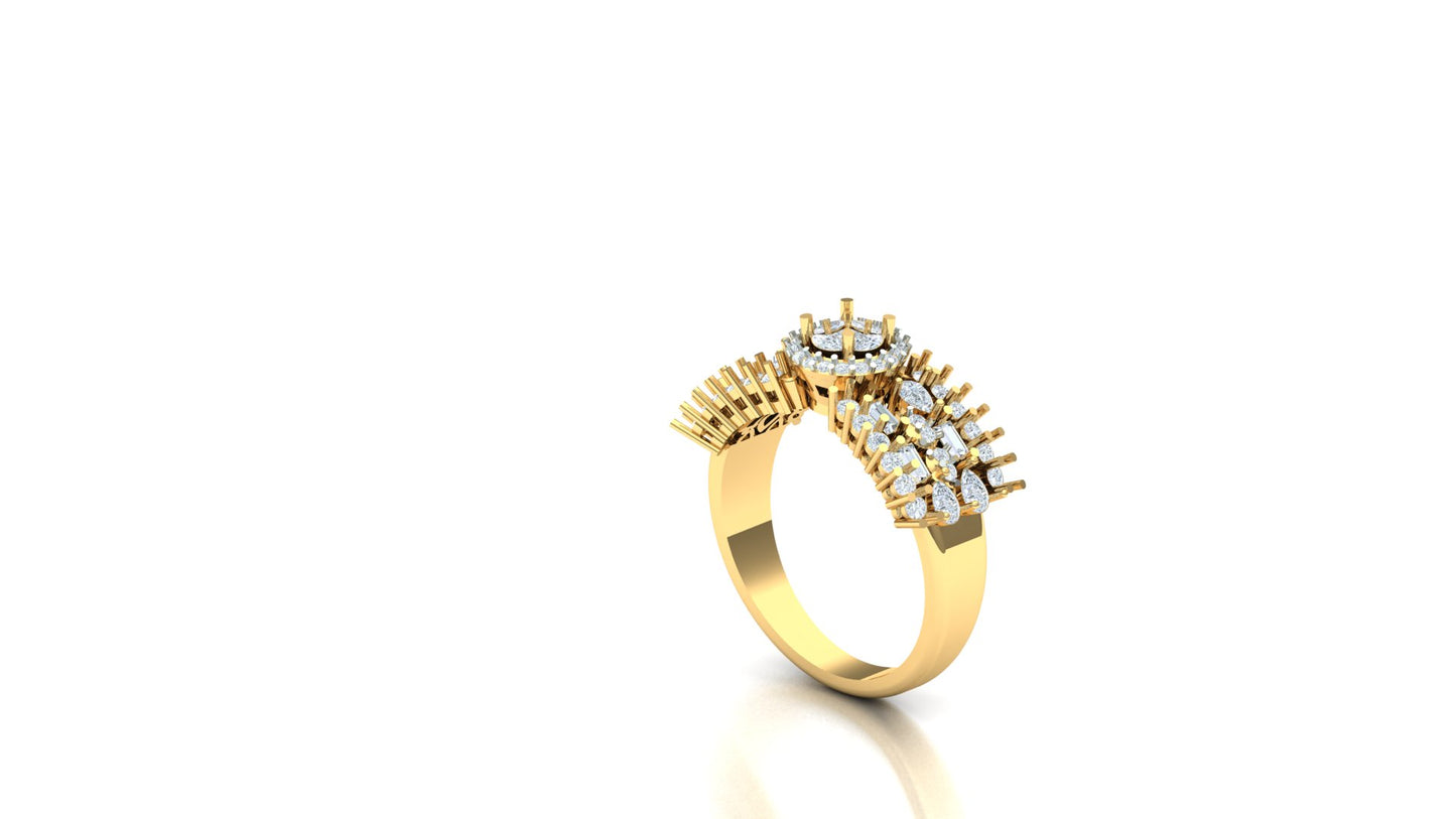 CVD Diamond Wide Tiered Halo Cluster Ring