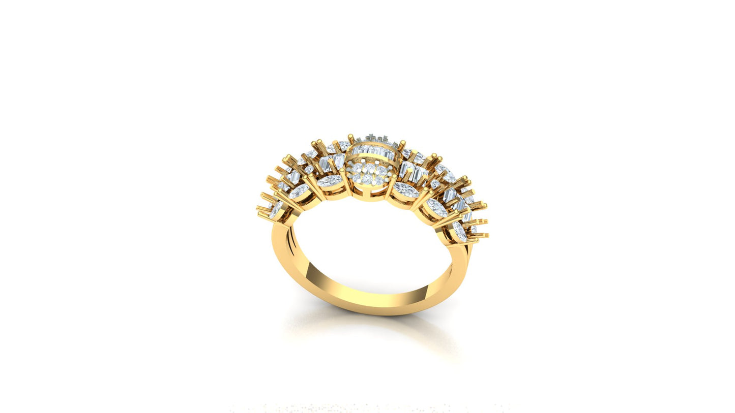 CVD Diamond Stacked Multi-Row Band Ring