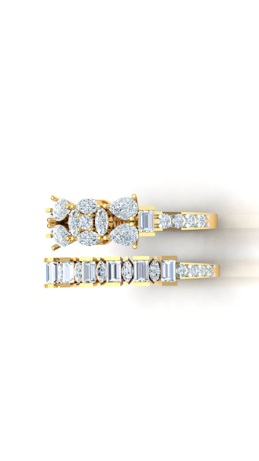 Yellow Gold and Diamond Cluster Flower Ring