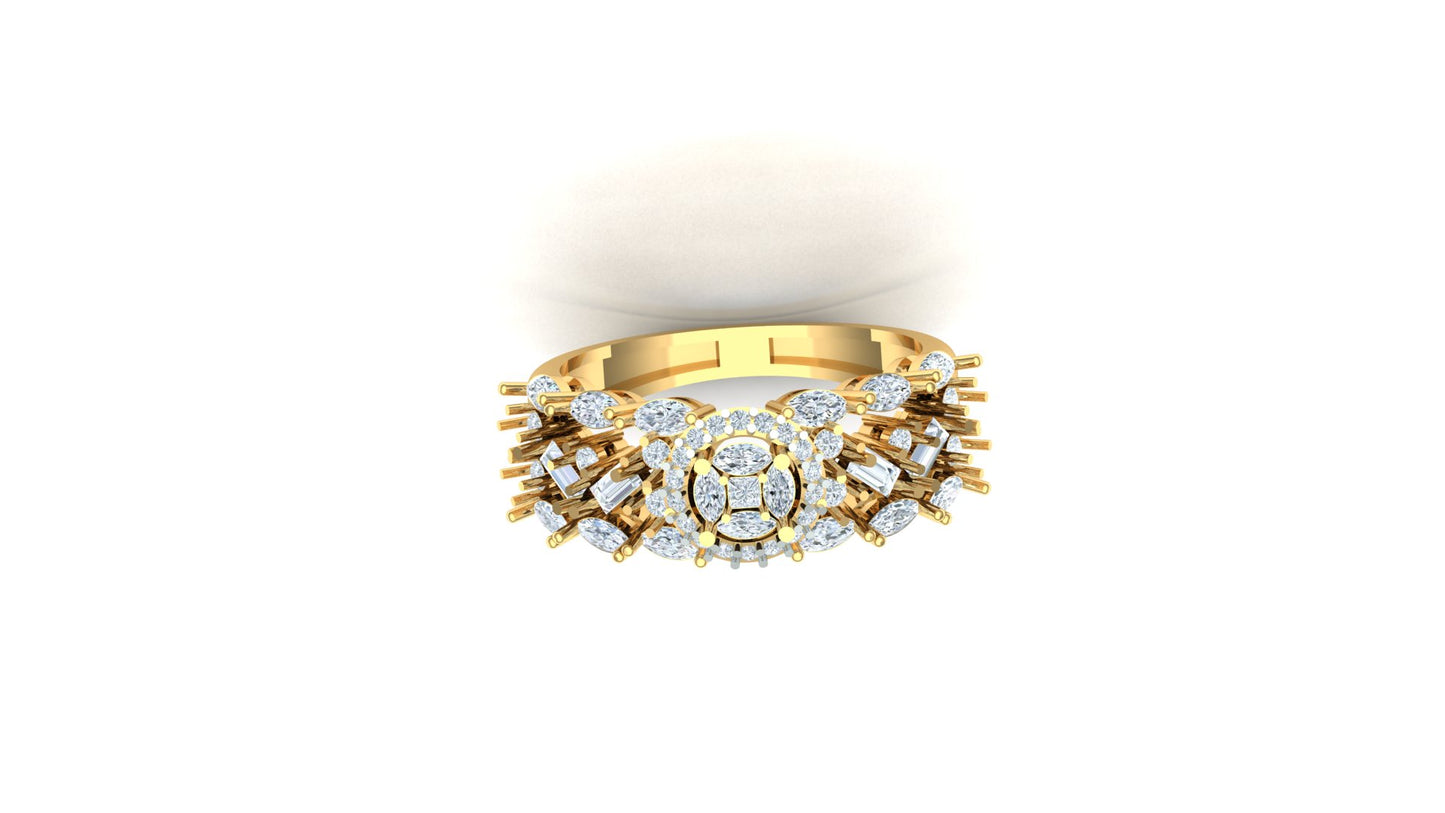 CVD Diamond Wide Floral Cluster Ring