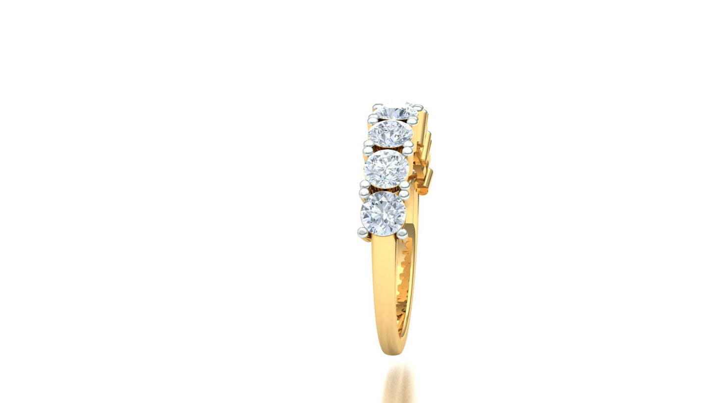 Yellow Gold Seven Stone Diamond Cluster Band Ring