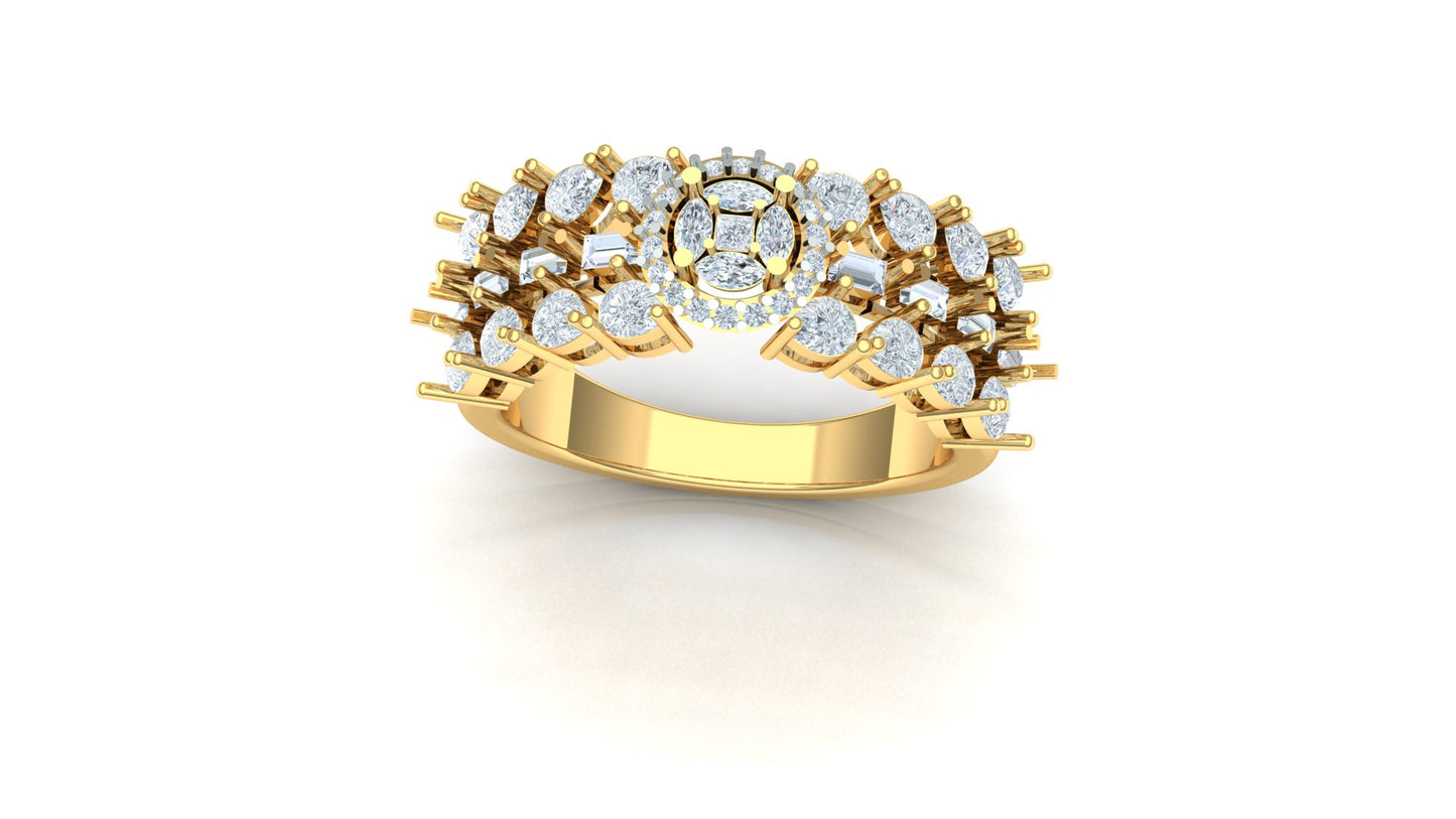 CVD Diamond Wide Tiered Leaf Cluster Ring