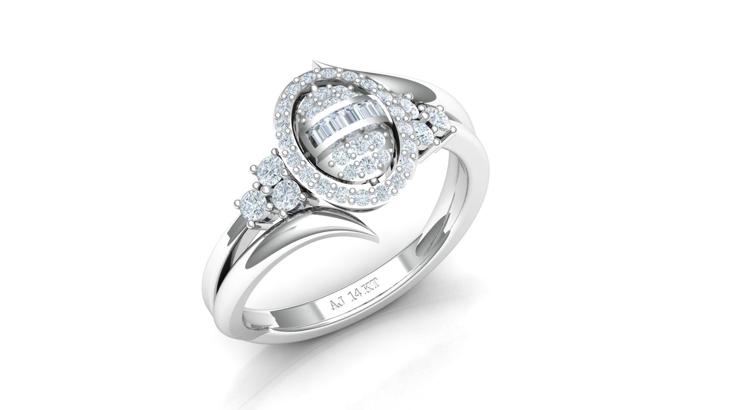 Two-Tone Double Heart Pave Diamond Bypass Ring