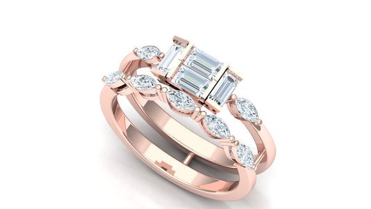 Yellow Gold Rectangular Diamond Cluster Ring