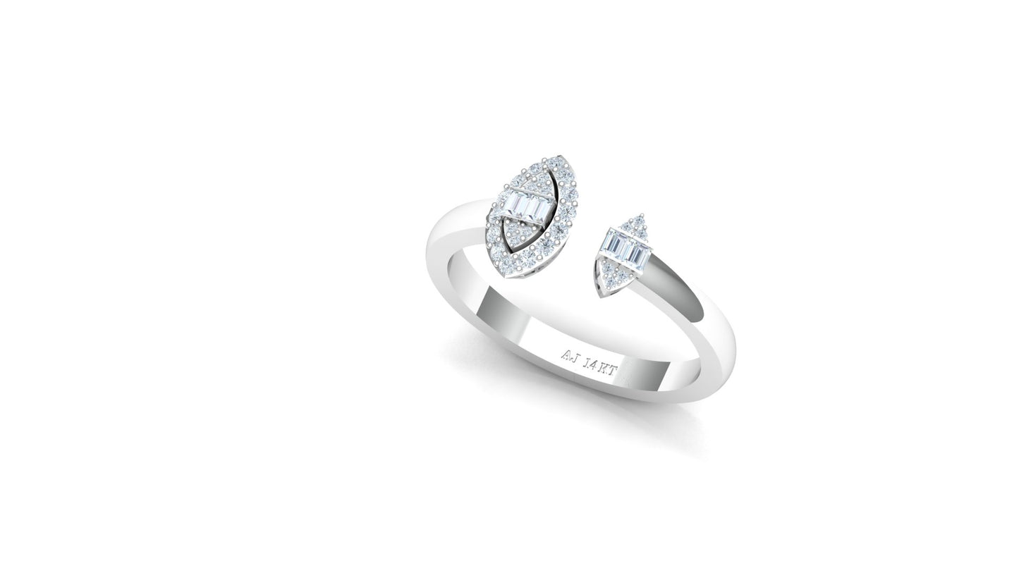 Two-Tone Open Heart Pave Diamond Ring