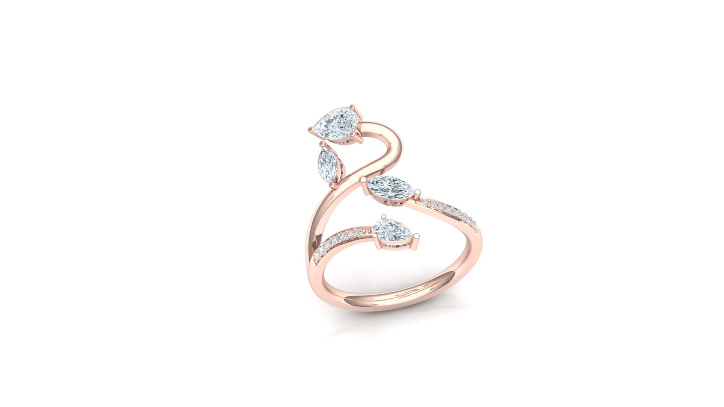 Multi-Leaf Marquise CVD Diamond Wrap Ring
