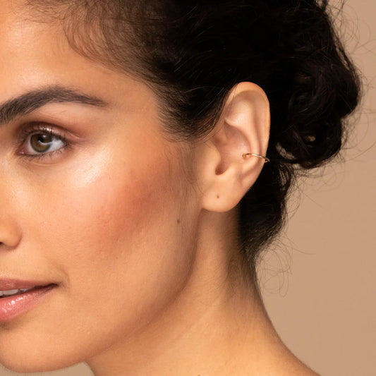 Polished Yellow Gold Open Hoop C-Cuff Earring