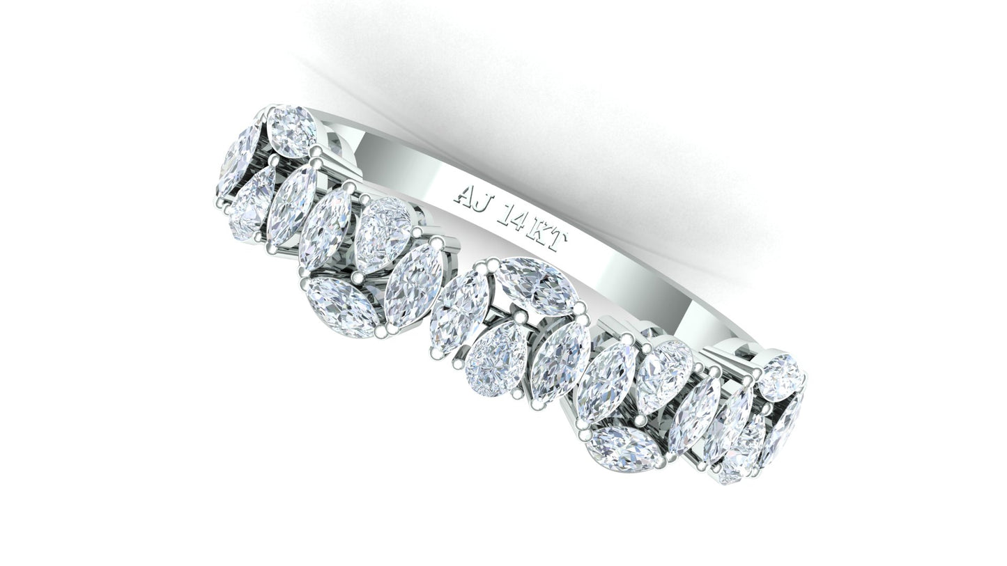 Yellow Gold Scalloped Diamond Cluster Band Ring