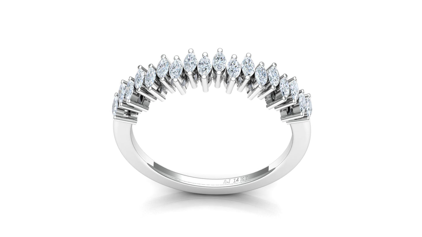 Two-Tone Marquise Diamond Half Eternity Ring