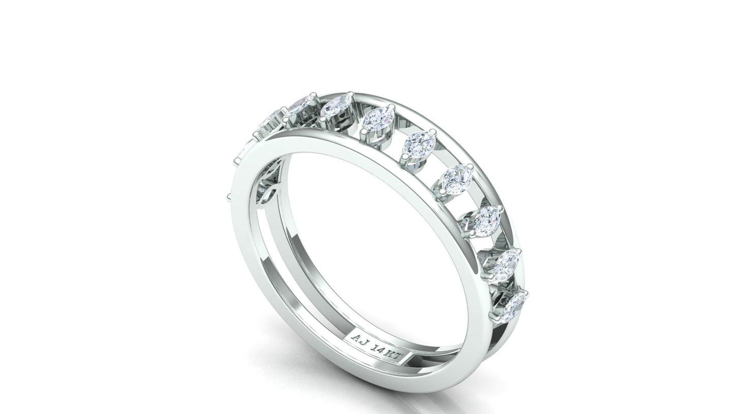 Yellow Gold Multi-Row Vertical Diamond Band