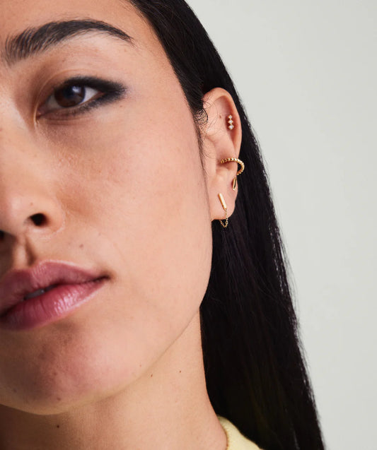 Yellow Gold T-Bar and Chain Threader Earring