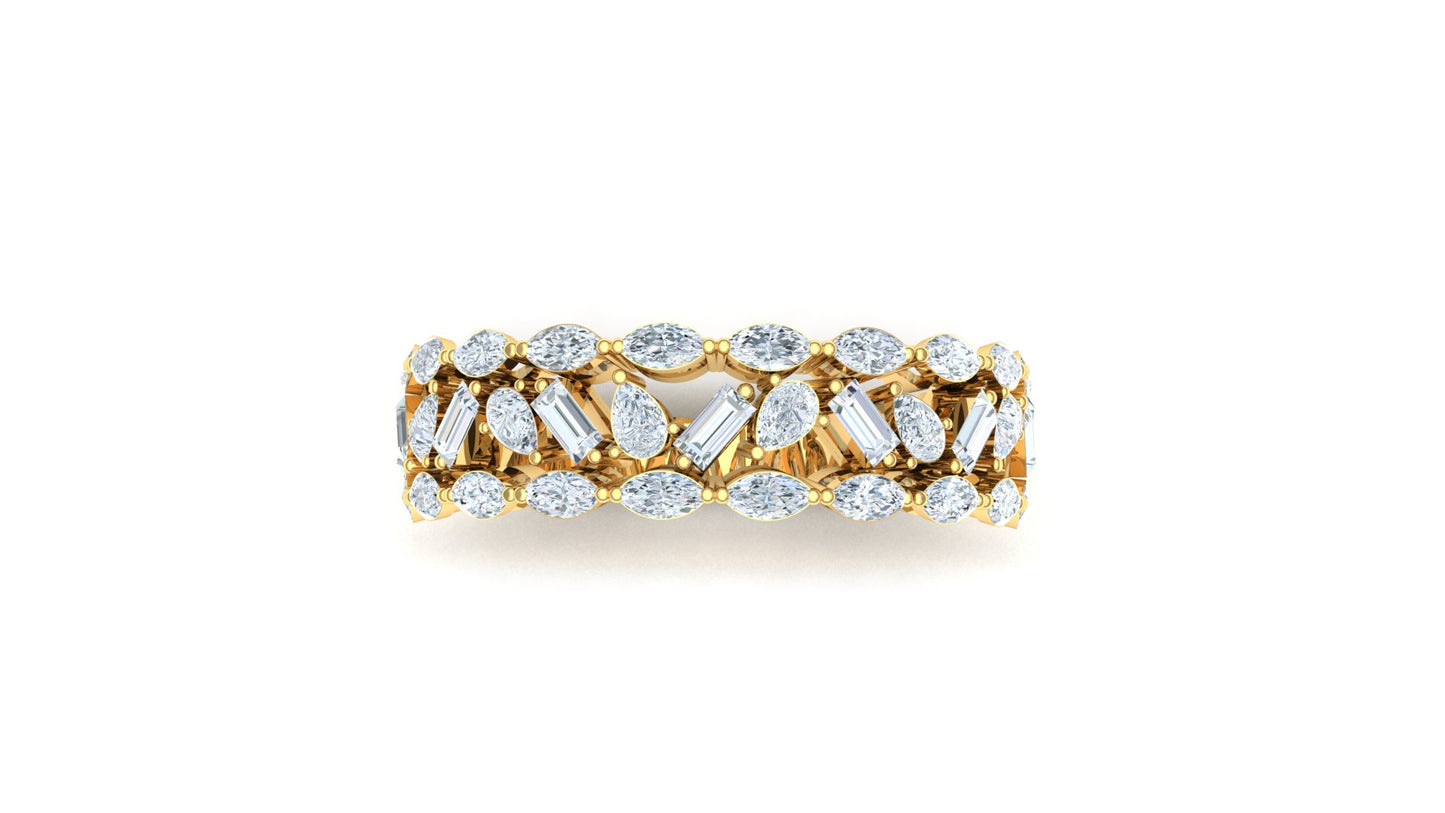 CVD Diamond Wide Channel Bar Cluster Ring