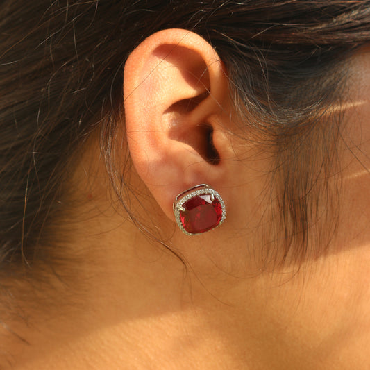 Ruby Diamond Stud Earrings - Anirudh Jewels