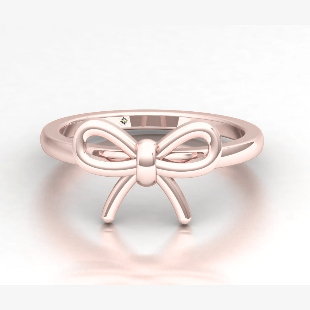 Minimalist Golden Bow Ring By Anirudh Jewels