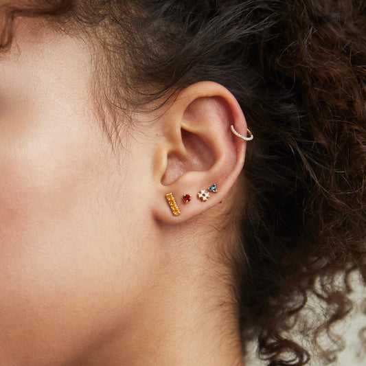 Two-Tone Diamond Pave Open C-Cuff Earrings