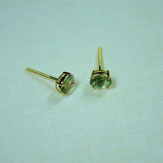 Yellow Gold Bezel-Set Tourmaline Stud Earrings - Anirudh Jewels