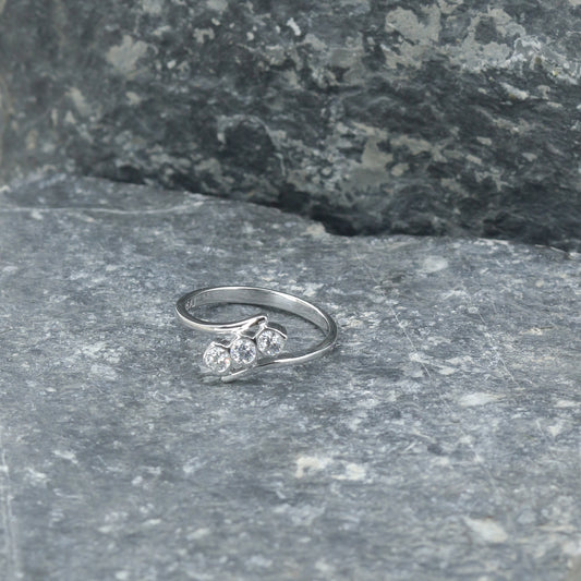 Three Stone Diamond Twist Gold Ring for Women – Elegant Designer Statement Ring - Anirudh Jewels