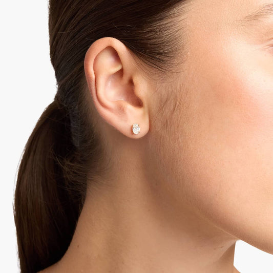 CVD Diamond Dangle Bar Earrings in Gold