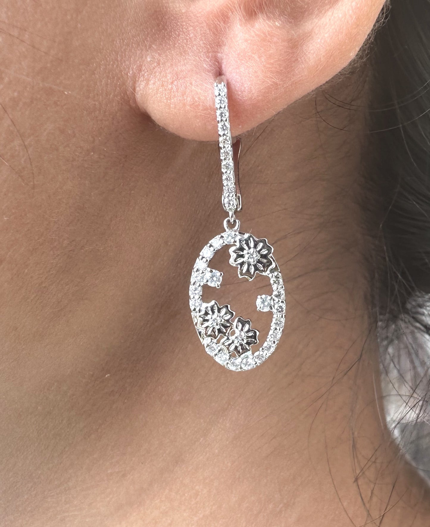 Dainty Diamond Dangle Drop Earrings 14k Gold