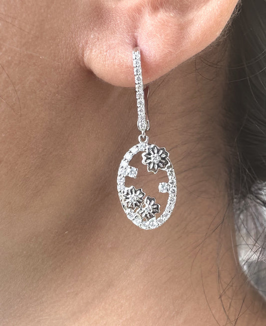 Dainty Diamond Dangle Drop Earrings 14k Gold