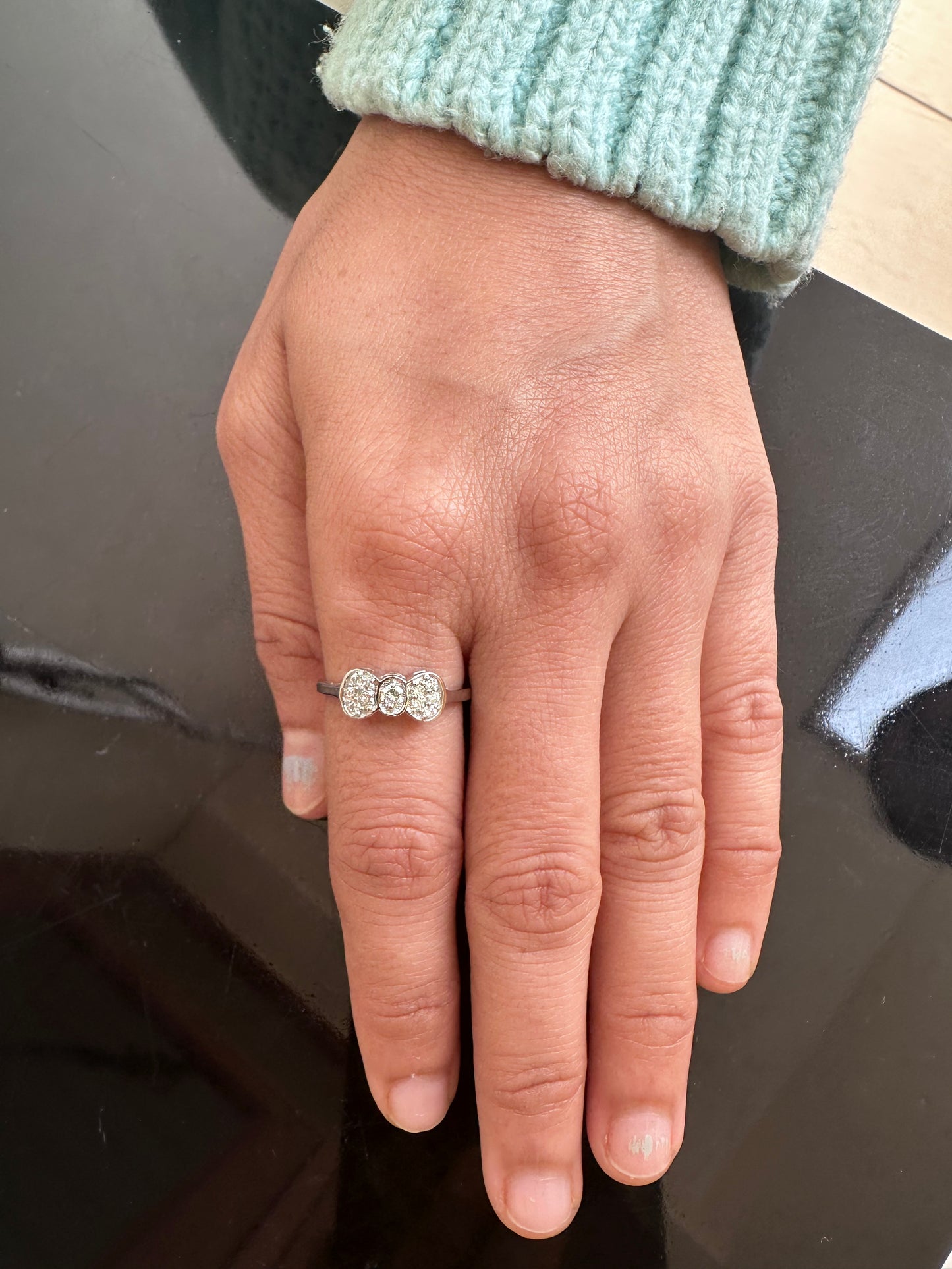 Gold Ribbon Bow Engagement Ring