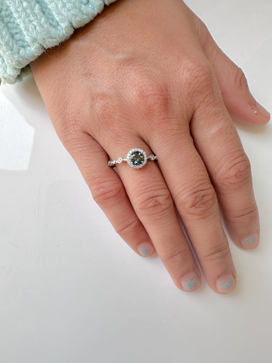Blue Toapz & Diamond Engagement Ring 14K Gold