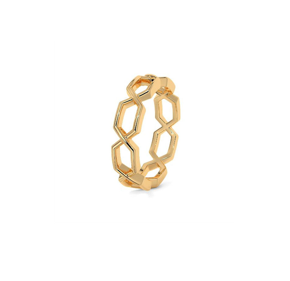 Yellow Gold Hexagonal Link Fashion Ring