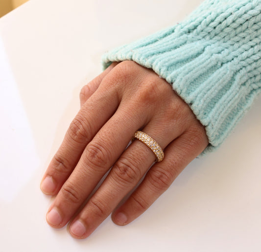 Dainty Pave Diamond Wide Band Ring