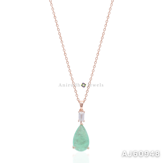 Garden Light Precious Emerald Pendant Necklace By Anirudh Jewels